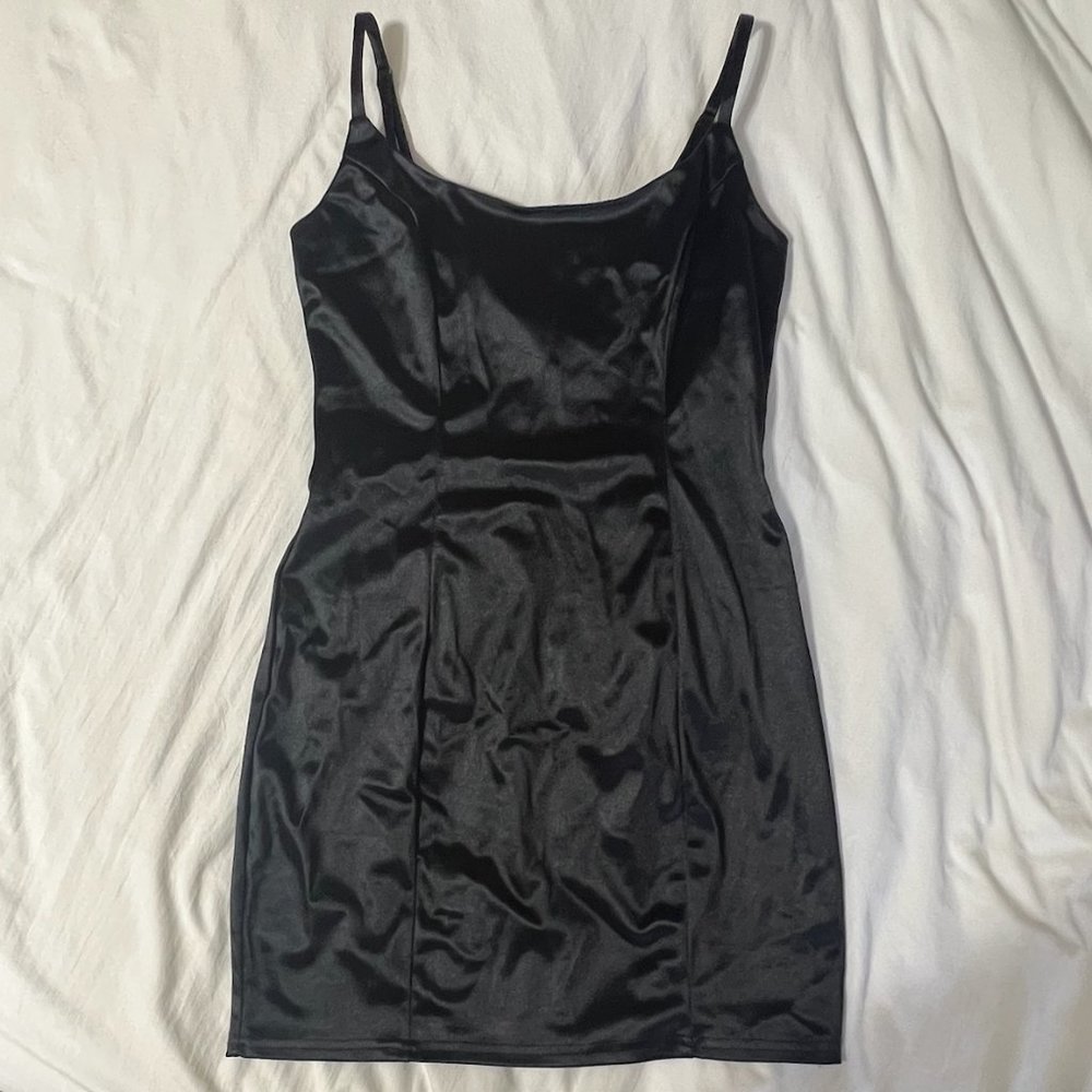 Black Satin Mini Dress